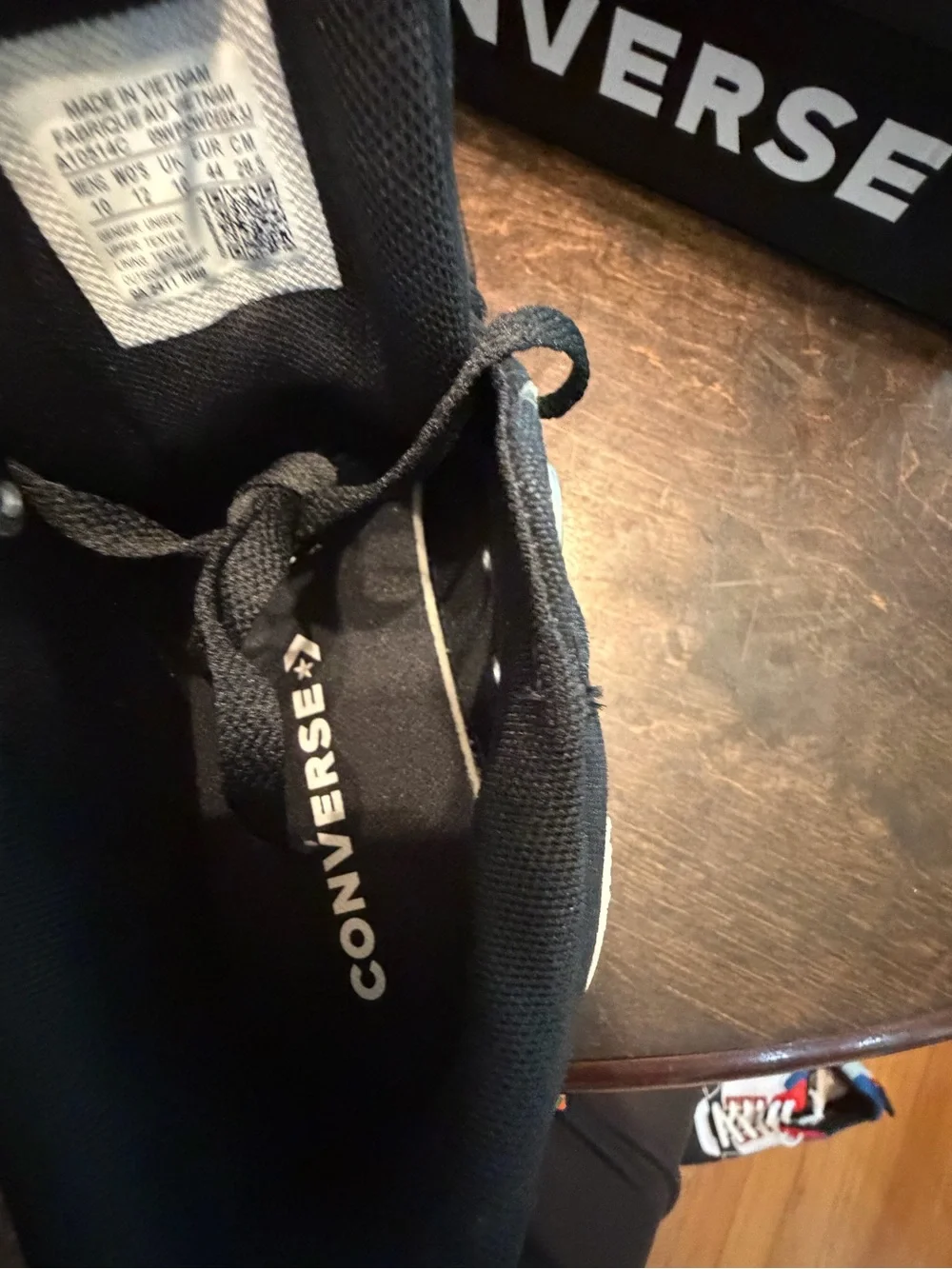 Converse Black Mid-Top Sneakers with White Ankle Patch - Picture 4 of 7